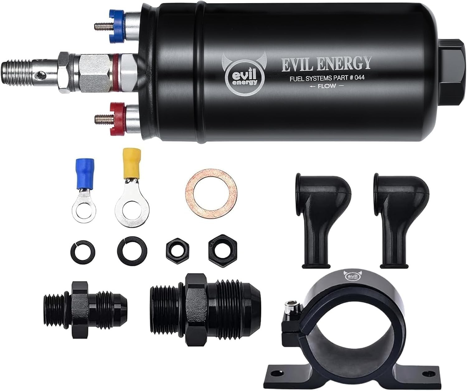 EVIL ENERGY External Inline Fuel Pump 300 LPH 12V with 60mm Bracket Black,12V DC EVIL ENERGY External Inline Fuel Pump 300 LPH 12V with 60mm Bracket Black,12V DC