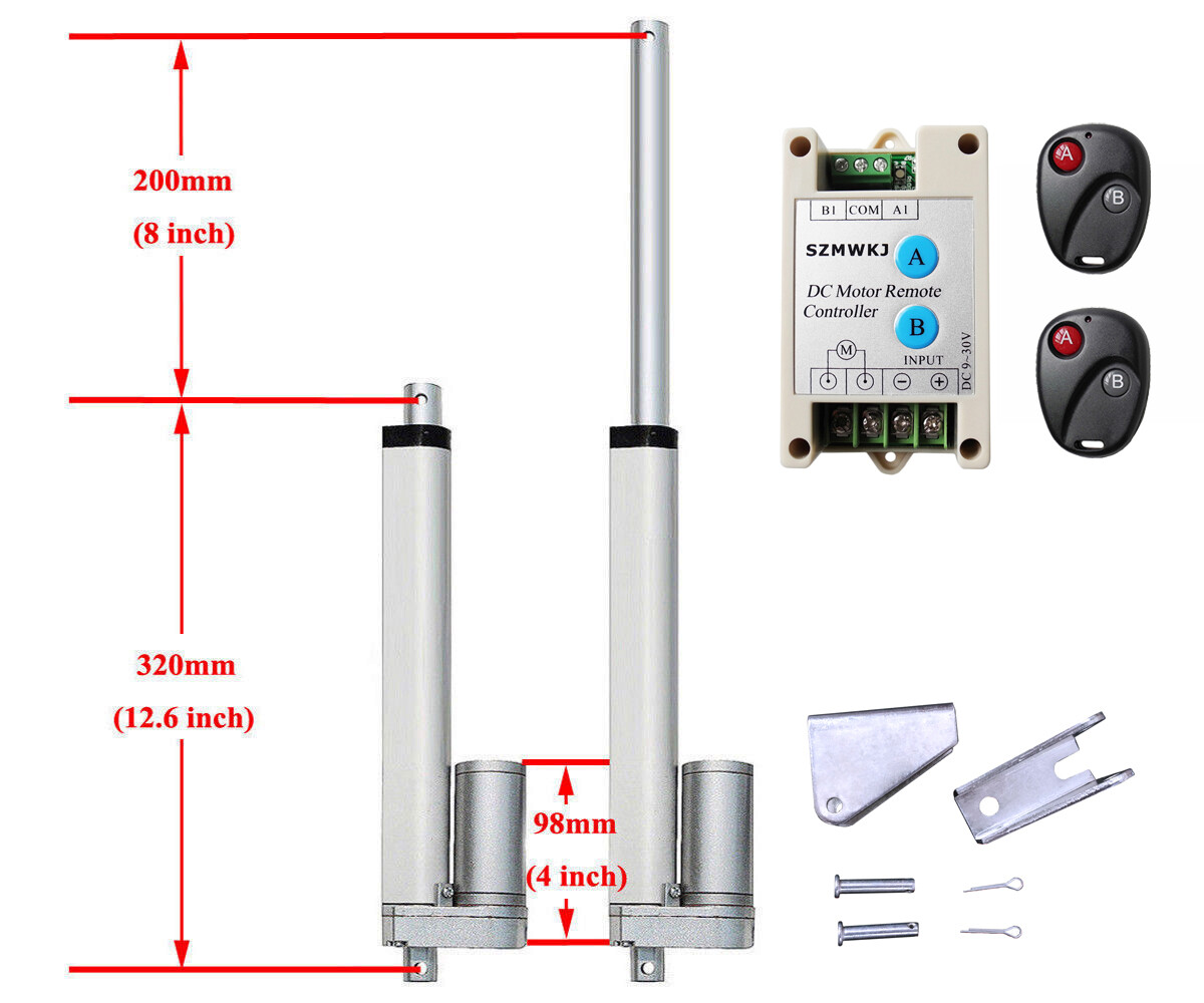 2PCS DC 12V Linear Actuators Putter Motor W/ Controller Brackets 220LBS Max Lift