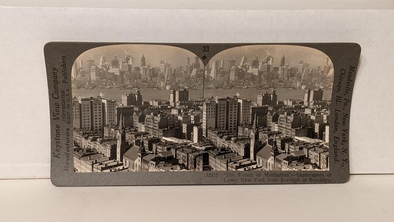a037, Keystone Stereoview, Skyscrapers of Lower New York City, 33-32275, 1930s
