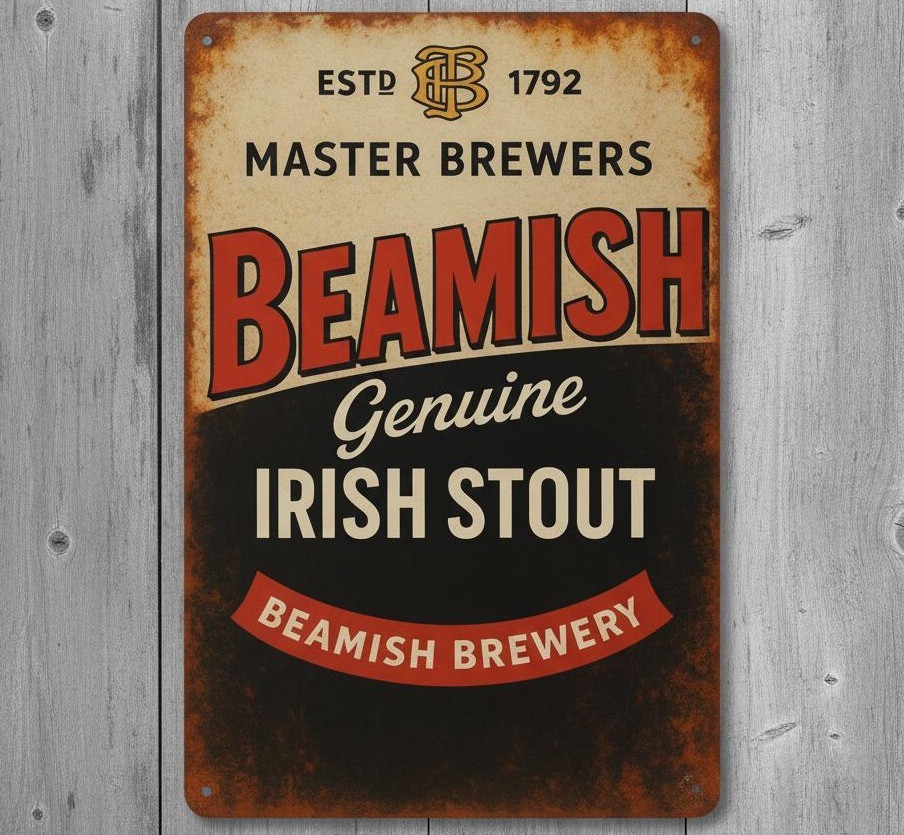 Beamish Genuine Irish Stout Beer 8 x 12 Novelty Metal Sign Made In USA