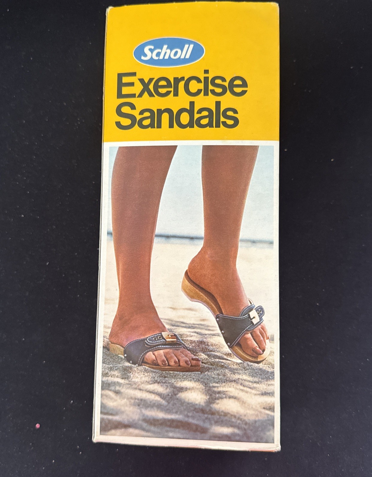 Dr Scholls Vintage 1977 Wooden Exercise Sandals Blue Size 8 NIB