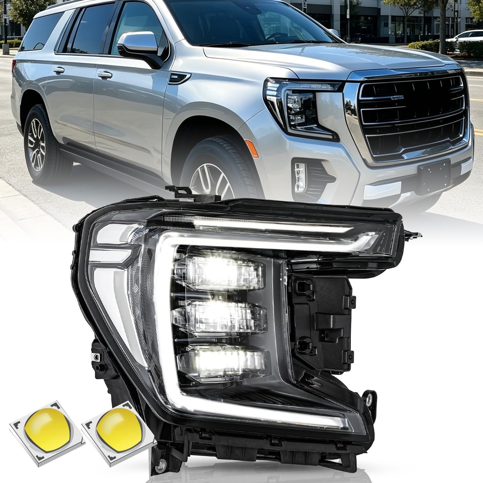 Full LED Headlight for 2021 2022 2023 2024 GMC Yukon DENALI/AT4