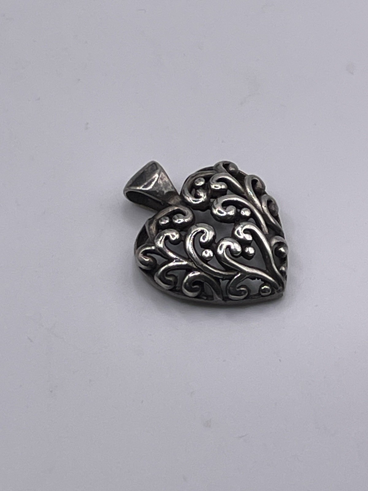 Vintage Sterling Silver Pendant Heart Filigree Swirl Heart Openwork 925 Love