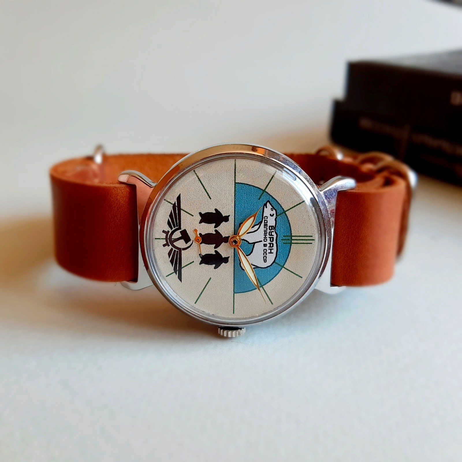 Vintage Pobeda Buran Mechanical Watch USSR Style Polar Bear Manual Wind Serviced
