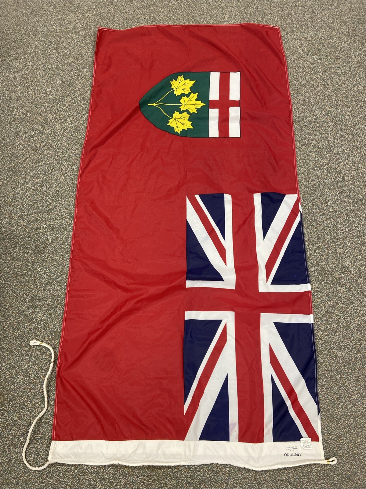 Vintage Province of Ontario Canada 6\' x 3\' / 180 x 90 cm Scyco Flag Cord w/Loops Vintage Province of Ontario Canada 6\' x 3\' / 180 x 90 cm Scyco Flag Cord w/Loops