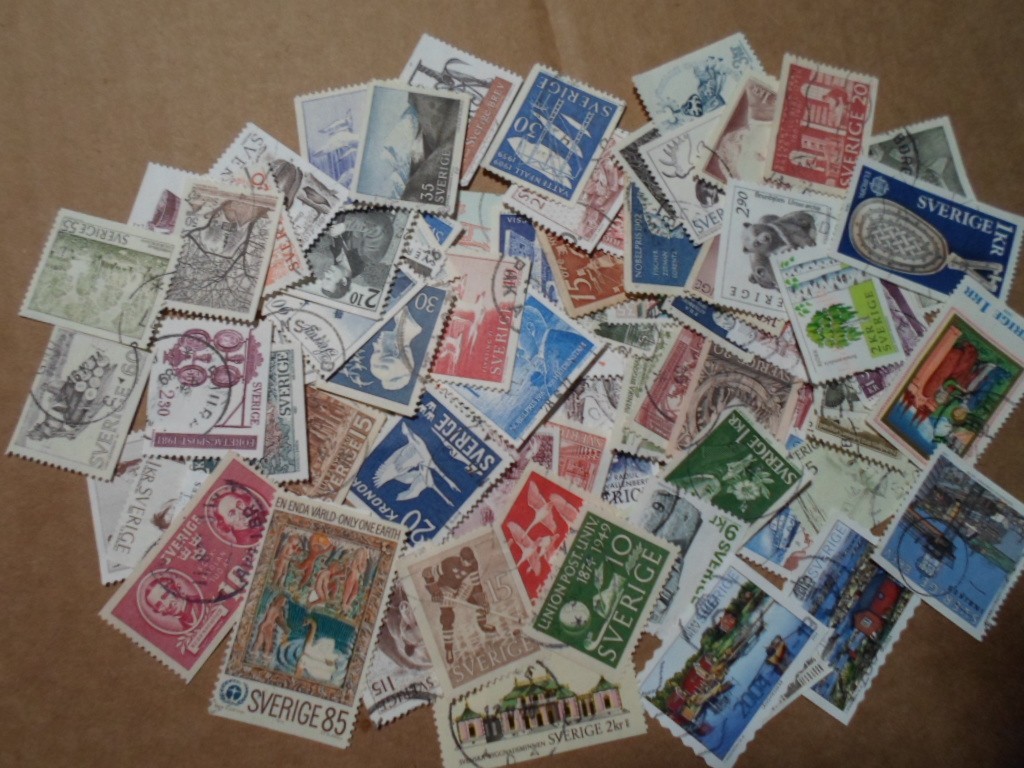 Collection lot 100 different large stamps of Sweden - Packet A Collection lot 100 different large stamps of Sweden - Packet A