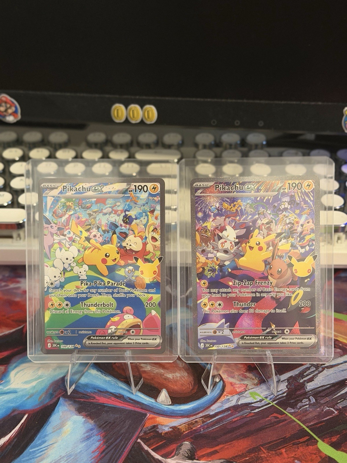 Pikachu ex Day & Night Pokemon 30th Celebration Set 149/128 & 150/128 NM Pair