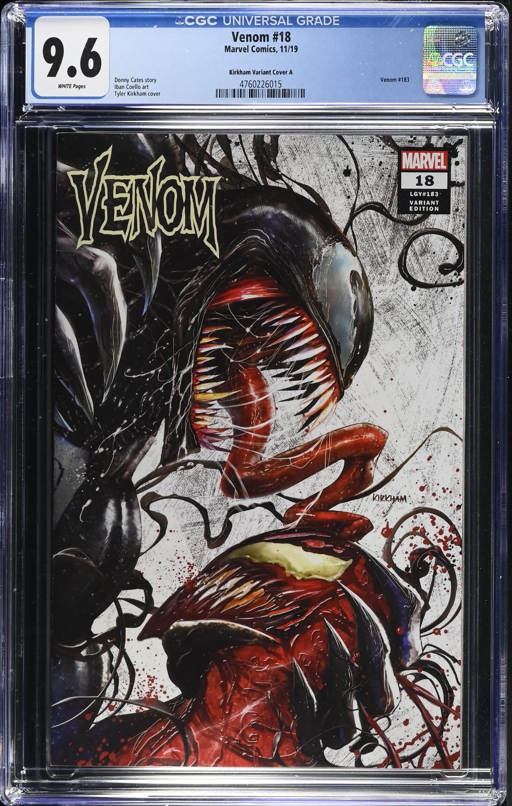 VENOM #18 CGC 9.6 TYLER KIRKHAM MARVEL COMICS EXCLUSIVE COMIC SPOT 1 VARIANT