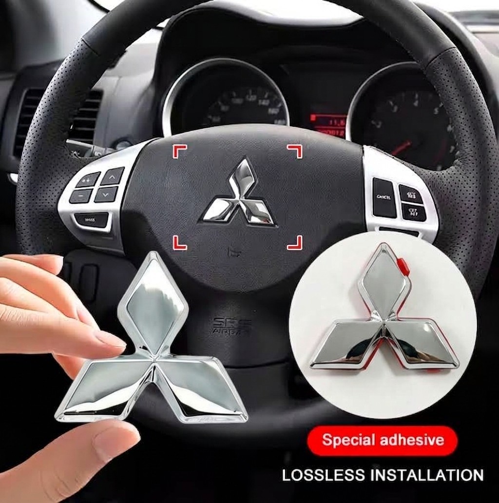 Steering Wheel Emblem for Mitsubishi ASX Lancer Eclipse Outlander L200 Mirage