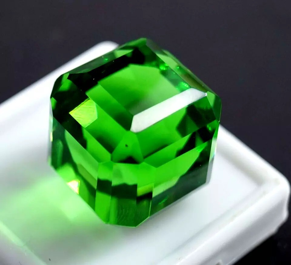 Brazilian GREEN Color Topaz 100 Ct+ Cube Cut Natural Certified Loose Gemstone