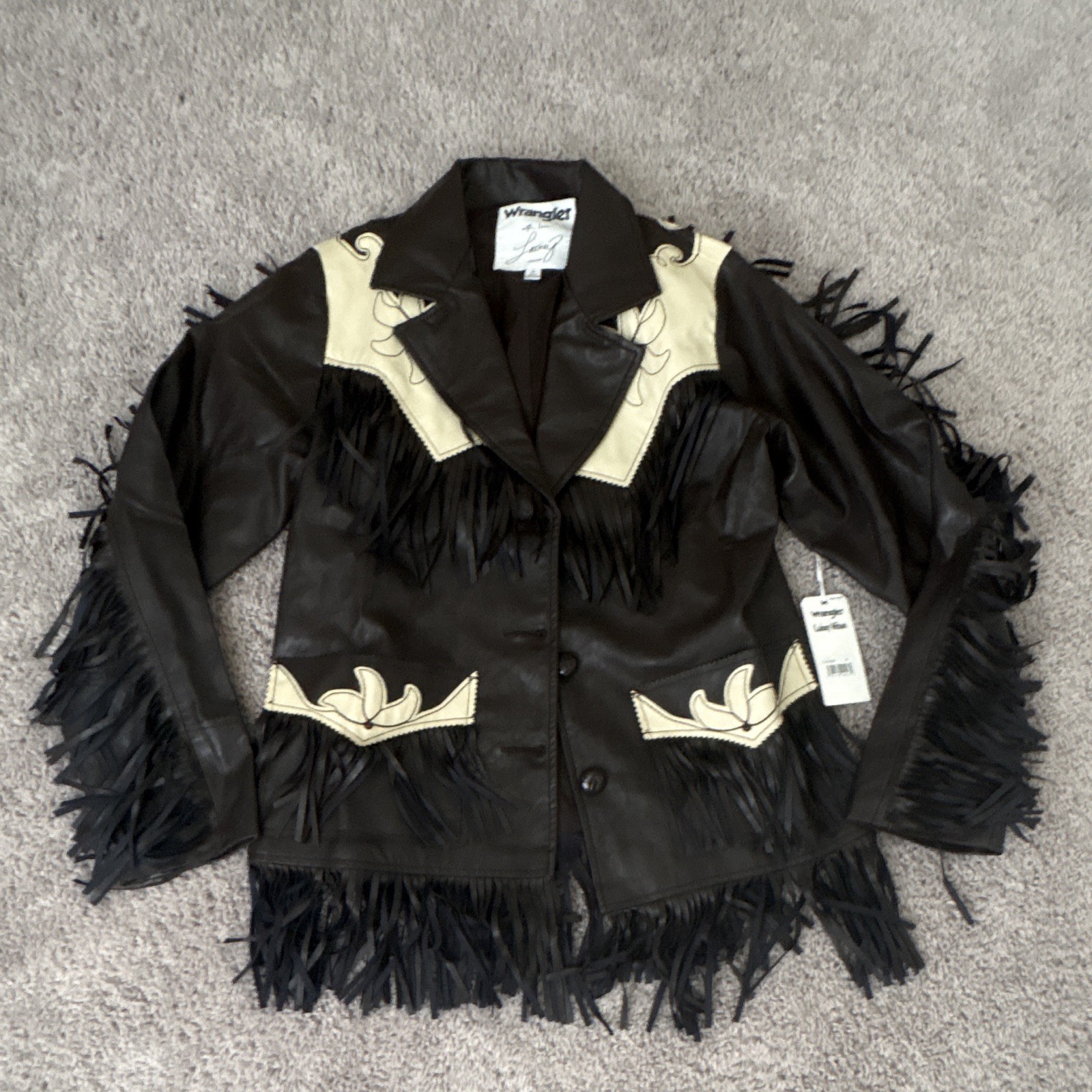 Wrangler x Lainey Wilson Women’s Rare Fringe Western Jacket Brown/Beige M