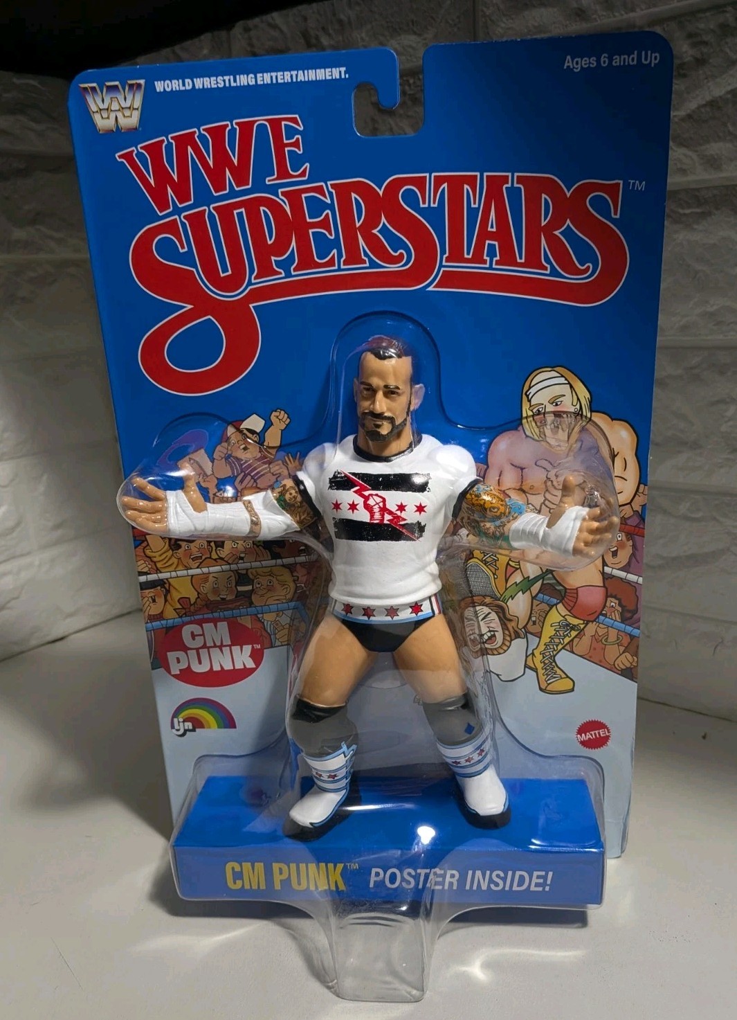 WWE Superstars LJN CM Punk Mint Blue Card Mattel Figure MOC 🔥🔥