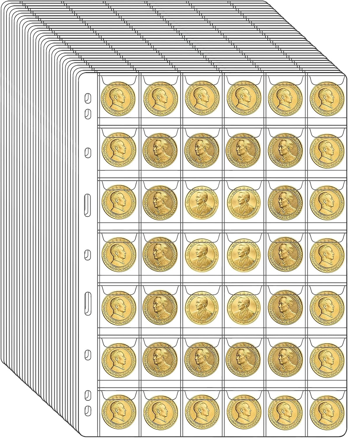 1260 Pockets Coin Collection Supplies Pages for Collectors, 30 Sheet