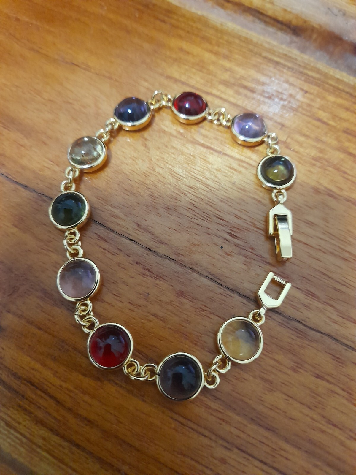 Bracelet Noppakao 9 Gems Gold Micron Plated Jewelry Thai Amulet