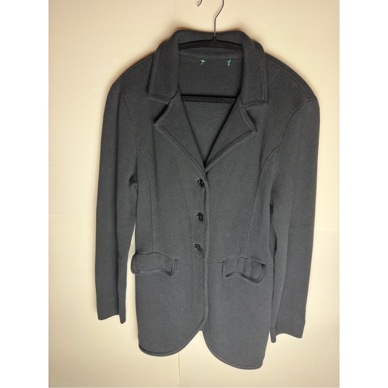 Lauren Ralph Lauren Black Knit Blazer Jacket Equestrian Academia