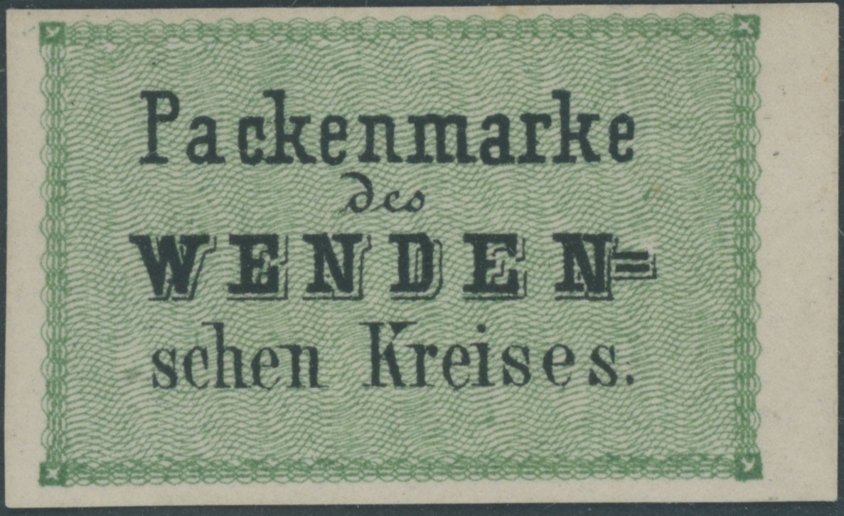 1863, RUSSIAN WENDEN, (4K) BLUE GREEN AND BLACK, EX-KIRCHNER, FABERGE, MH SC.#L3