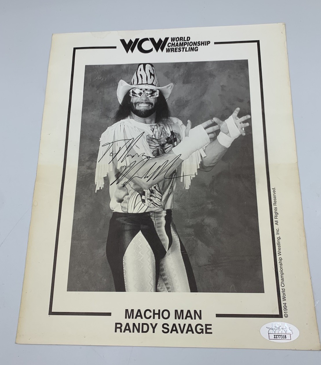 Macho Man Randy Savage Signed Photo JSA LOA 8x10 WWF WCW WWE
