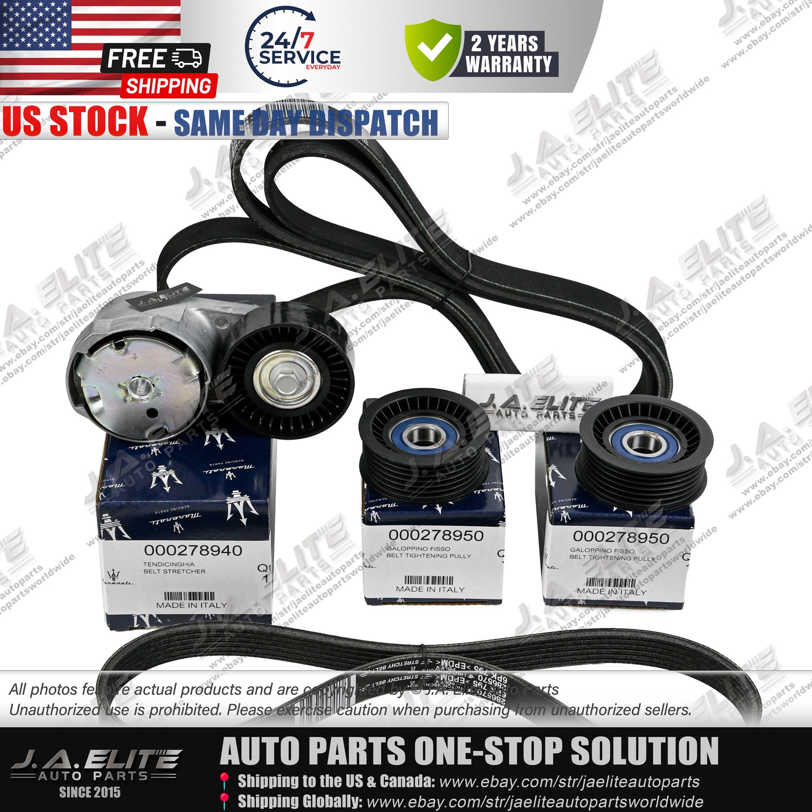 5pcs Genuine Drive Belt Replacement Kit fit Maserati Ghibli Levante Quattroporte