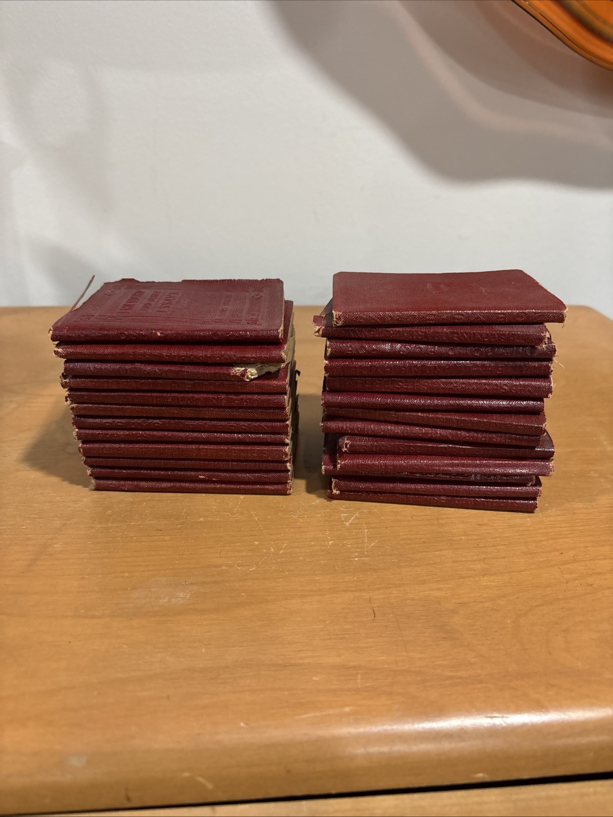 25 Little Leather Library Luxart Mini Red Classic Books Lot 4x3” Antique Worn
