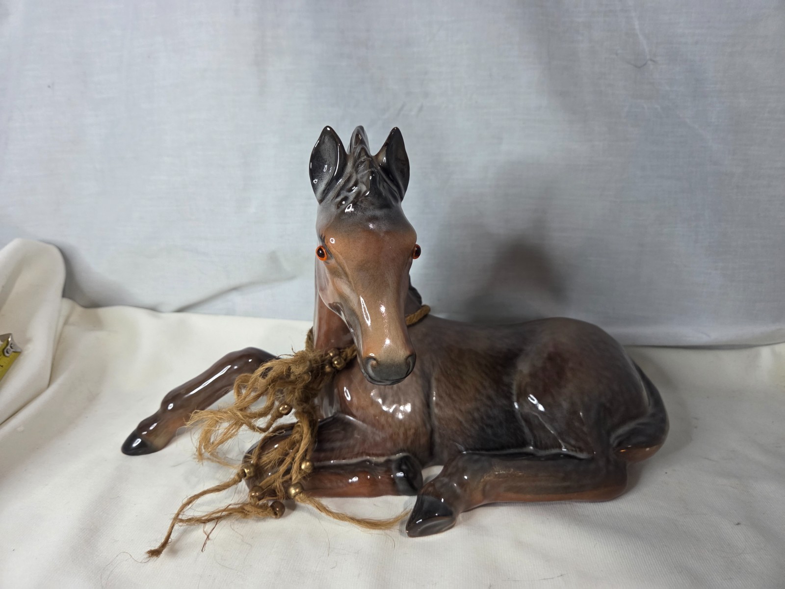 Large 14\'\' Vintage Ceramic Horse Foal Figurine Glass Eyes MCM Japan - Minor Chip
