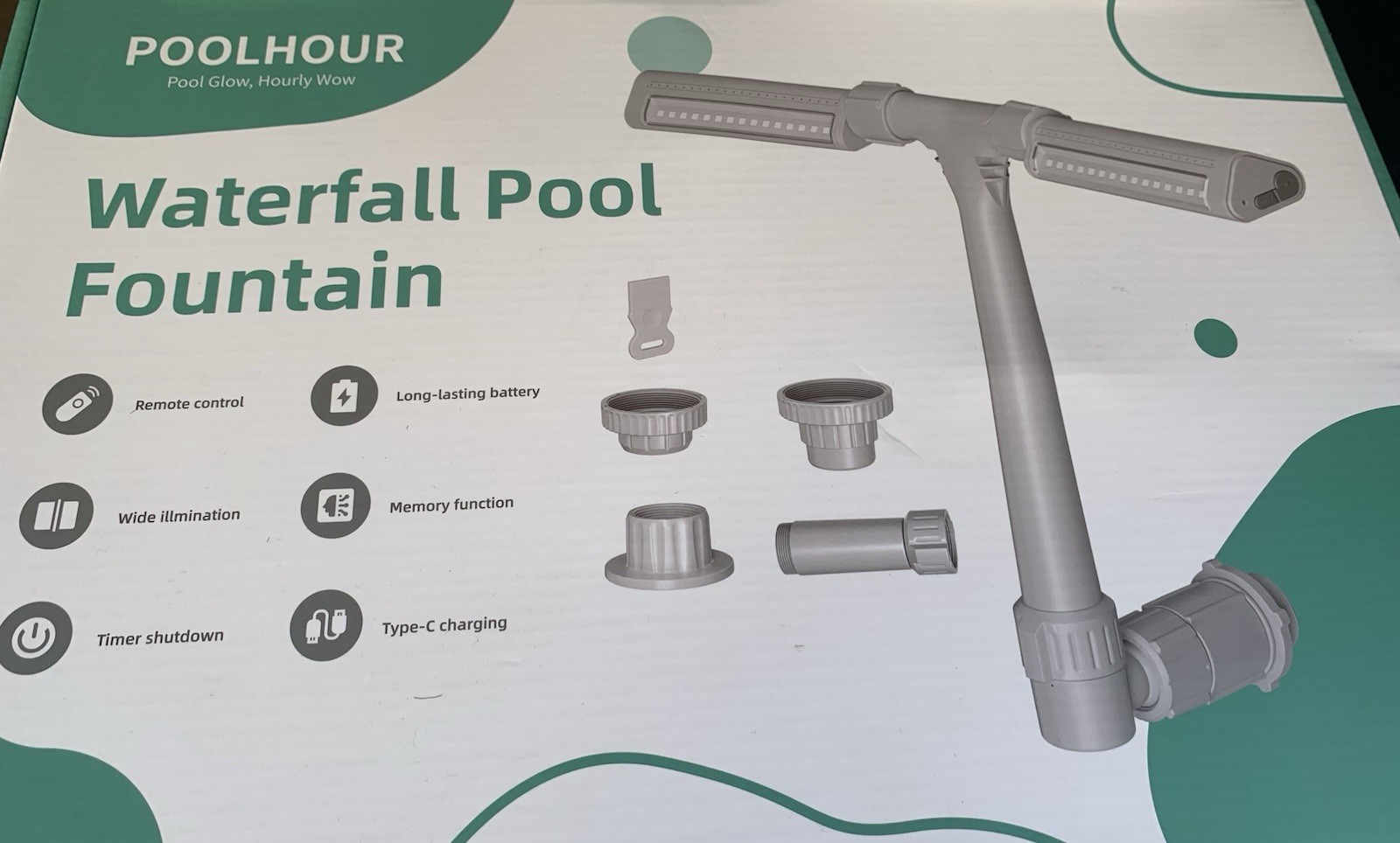 Poolhour Waterfall Pool Fountain New PG099-WH WHITE Poolhour Waterfall Pool Fountain New PG099-WH WHITE