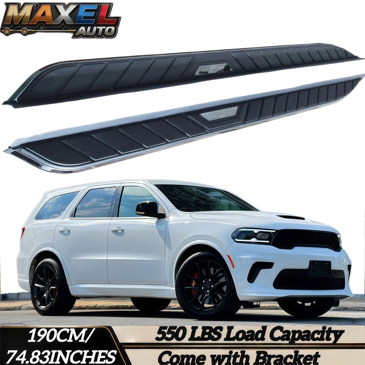 550LBS Alu Running Boards Side Steps Fits for Dodge Durango 2011-2025 2PC
