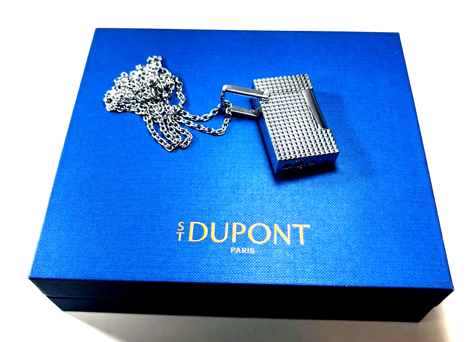 S.T. DUPONT LIGHTER NECKLACE SILVER PLATED  - ST DUPONT - NEW IN BOX