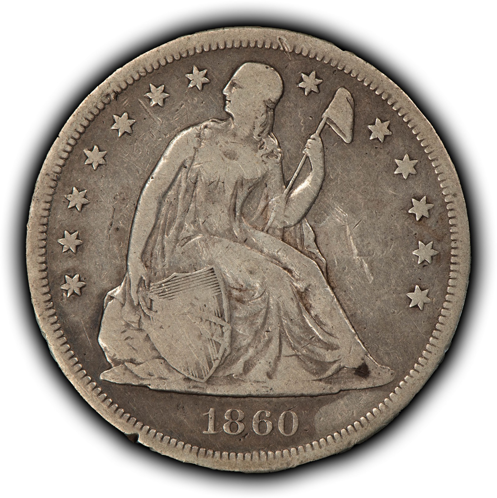 1860-O $1 Seated Liberty Silver Dollar - New Orleans - Fine  - SKU-B6034