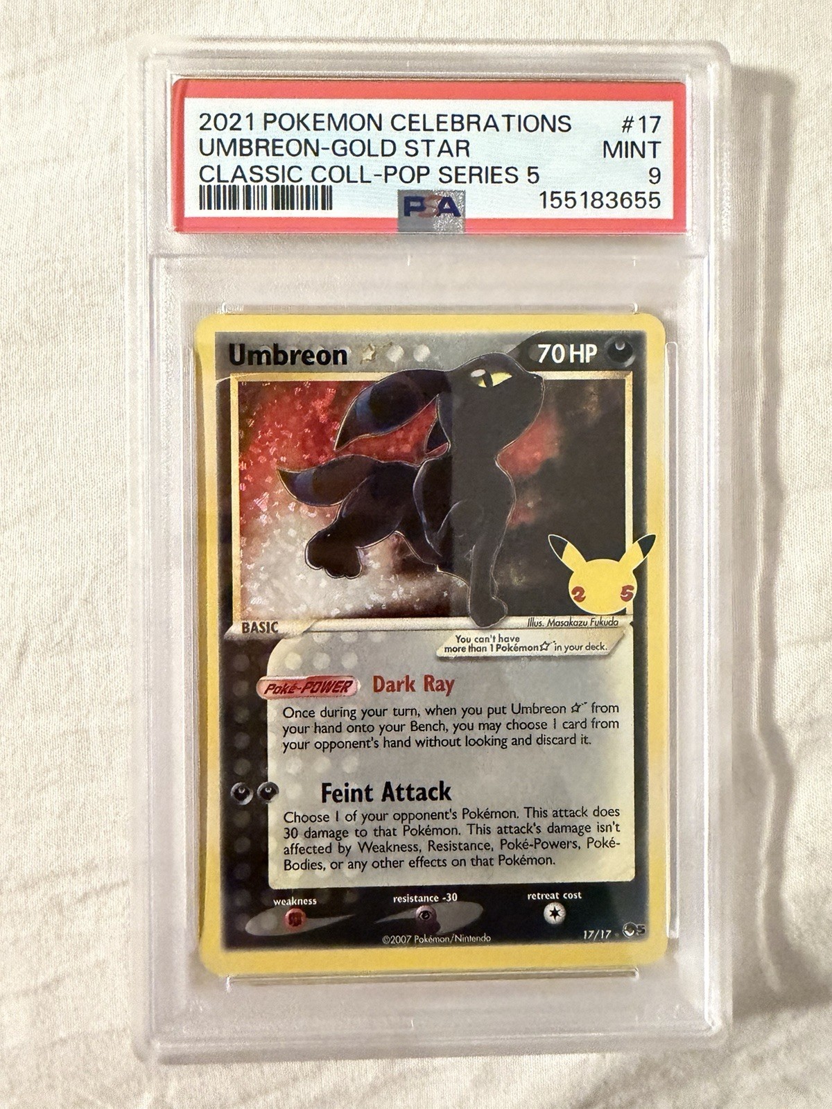 Pokemon 2021 Celebrations Classic Collection Umbreon Gold Star 17/17 Holo PSA 9 Pokemon 2021 Celebrations Classic Collection Umbreon Gold Star 17/17 Holo PSA 9