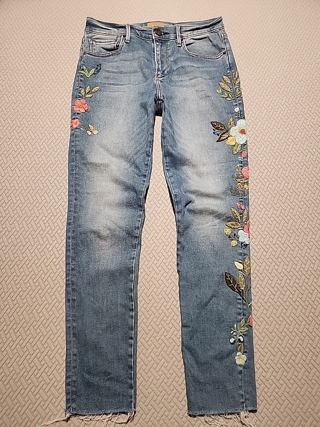Driftwood  women\'s Jean Embroidered Ankle Boho Floral Jackie raw hem 27x28