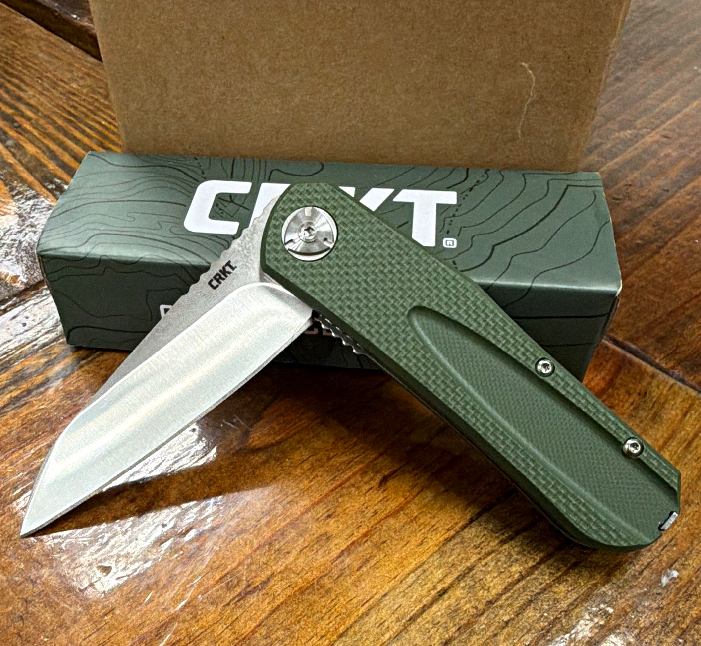 CRKT K.I.S.S. Green G10 Manual Frame Lock Drop Point Plain Edge Pocket Clip CRKT K.I.S.S. Green G10 Manual Frame Lock Drop Point Plain Edge Pocket Clip