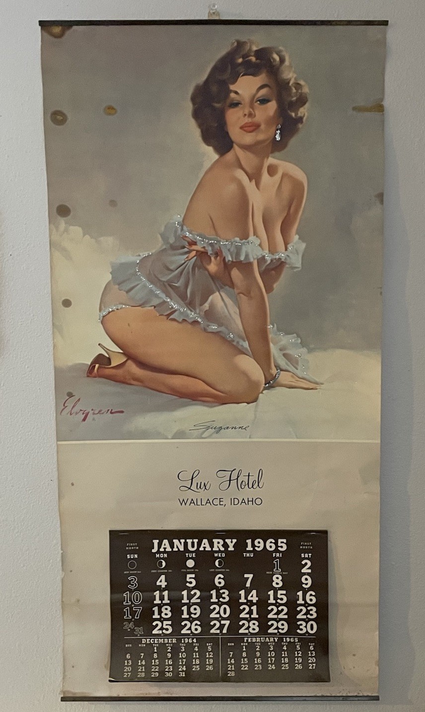 Vintage 1965 Gil Elvgren Pin Up Calendar Suzanne Lux Hotel Wallace Idaho Brothel