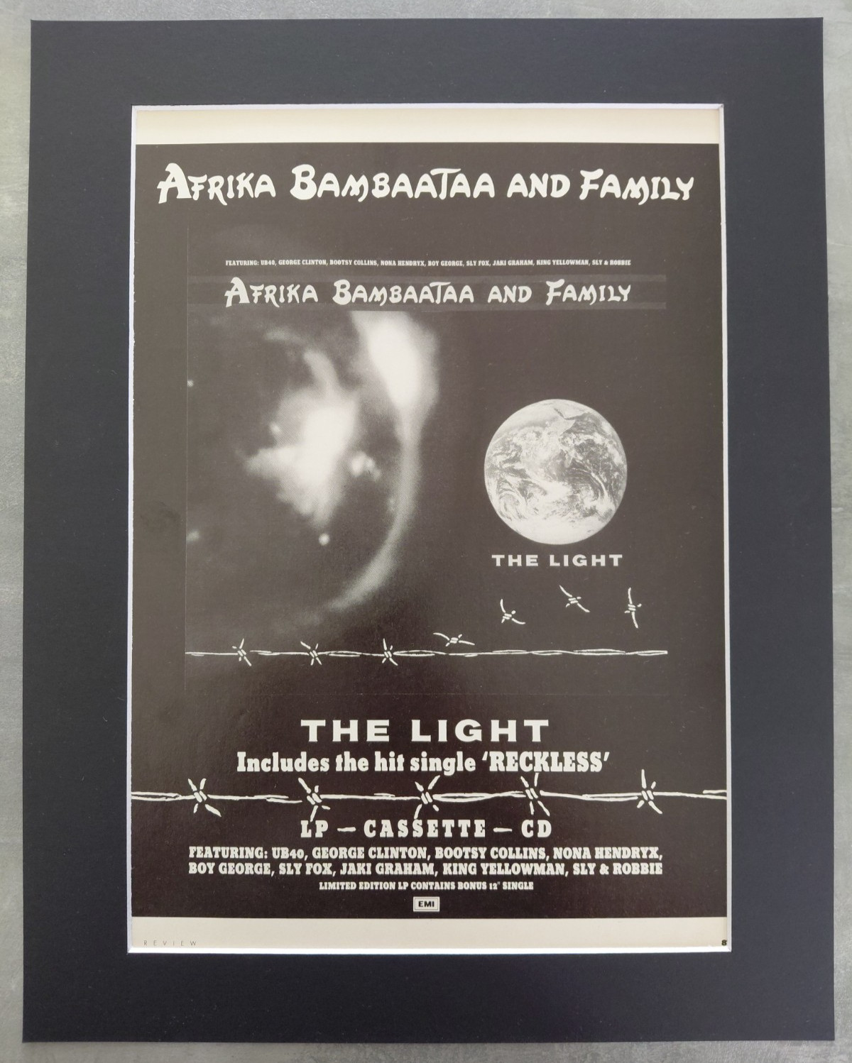 Afrika Bambaataa The Light Promo Original Album Advert Mounted 14x11 Inches Afrika Bambaataa The Light Promo Original Album Advert Mounted 14x11 Inches