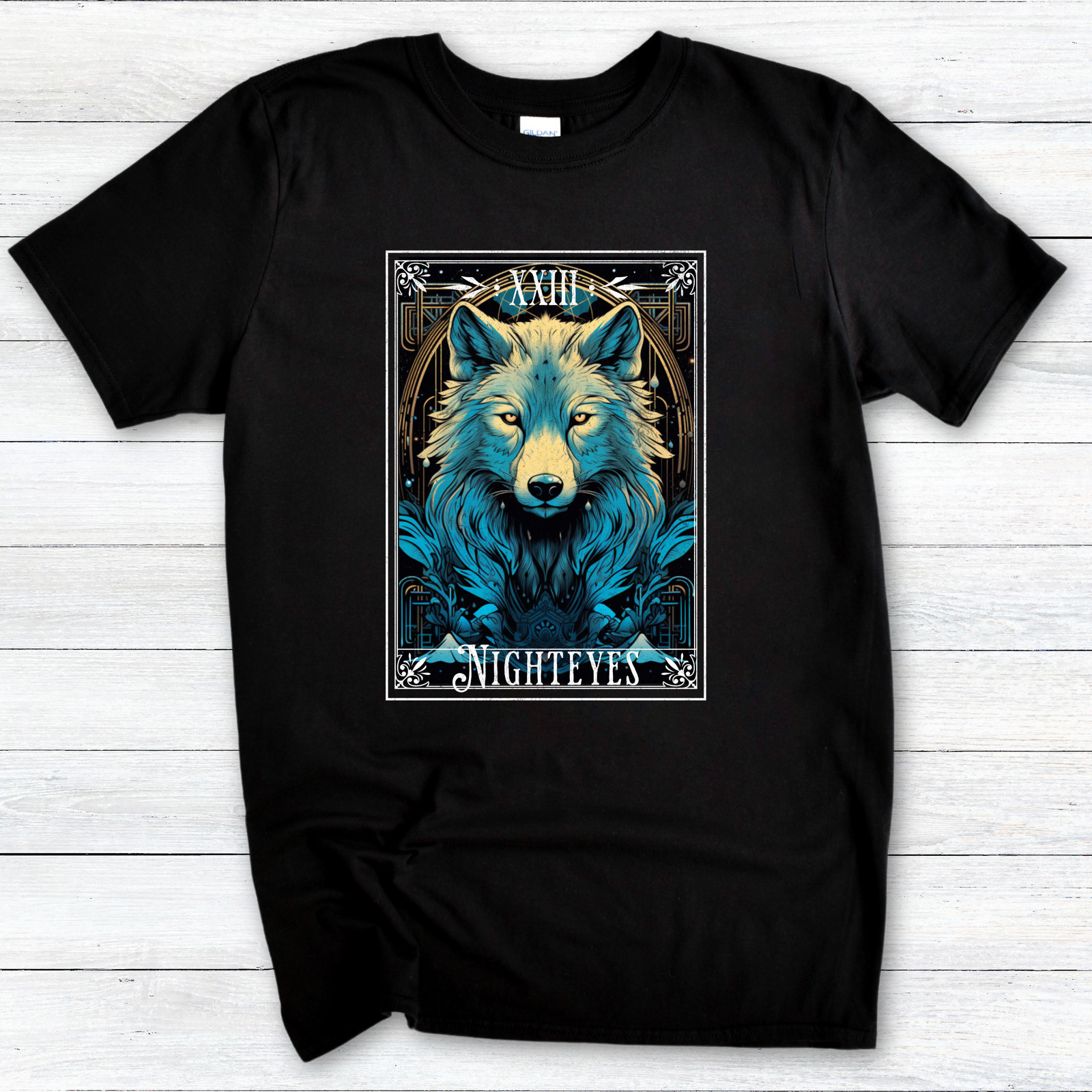 Nighteyes Tarot T-Shirt – Robin Hobb-Inspired Farseer Trilogy Wolf Design
