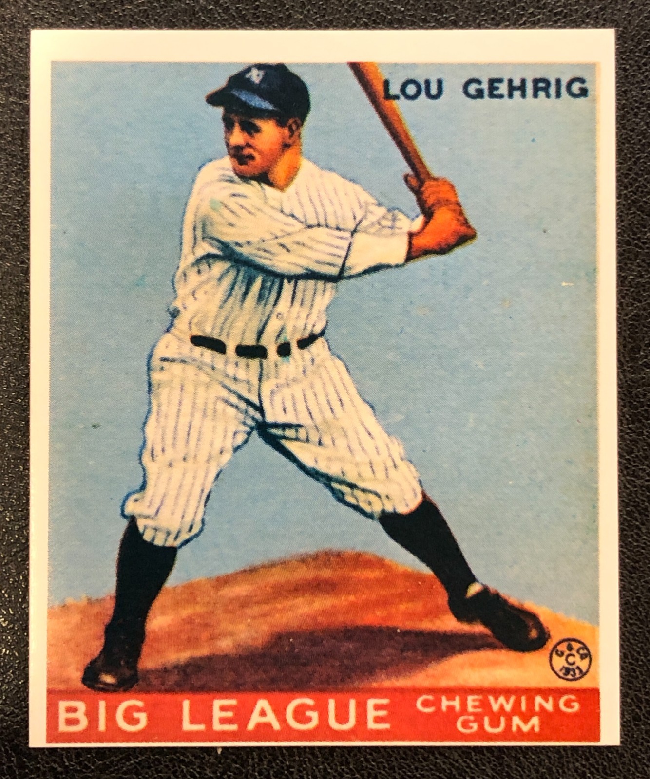 Lou Gehrig Reproduction of 1933 Goudey Big League Chewing Gum Baseball Card