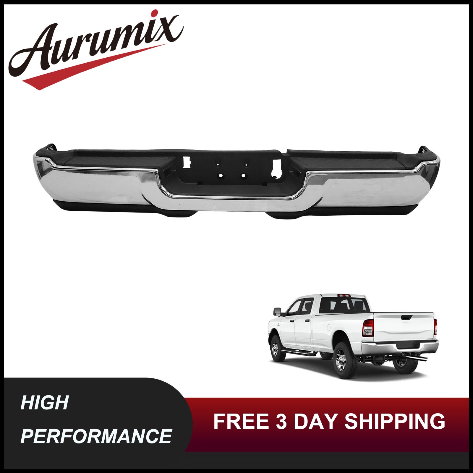 Fits 2019-2024 RAM 2500 3500 Pickup Rear Step Bumper Assembly Steel Chrome