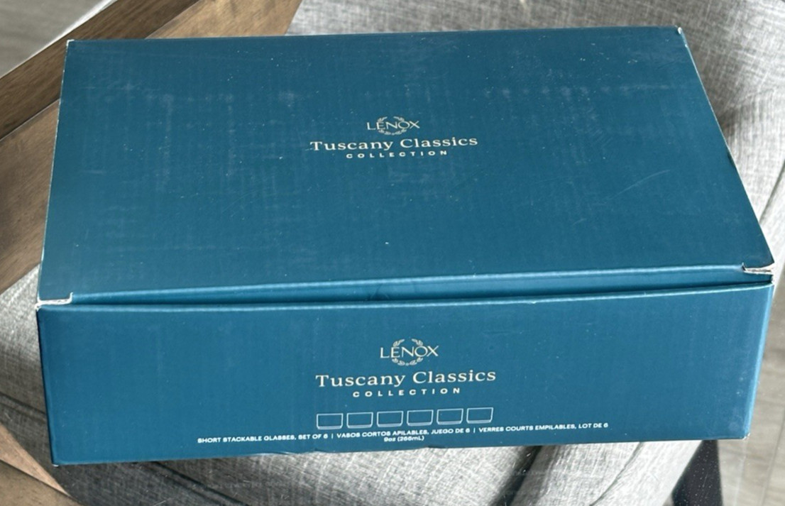 Lenox Tuscany Classics Short Stackable Glasses 9 oz Set of 6 Clear - New in Box Lenox Tuscany Classics Short Stackable Glasses 9 oz Set of 6 Clear - New in Box