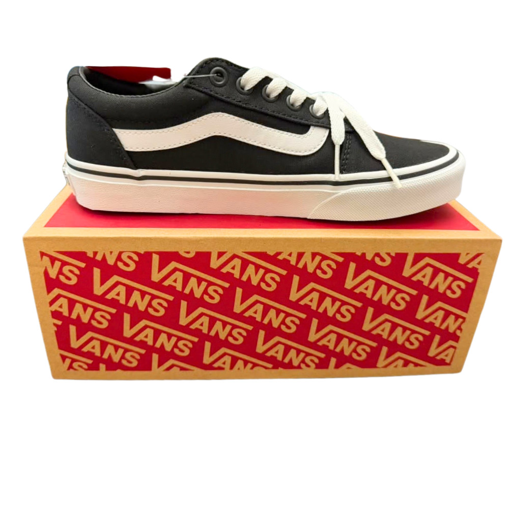 Vans Ward Women’s Skate Shoes Canvas Black White Low Top Sneakers, 6.5, NEW