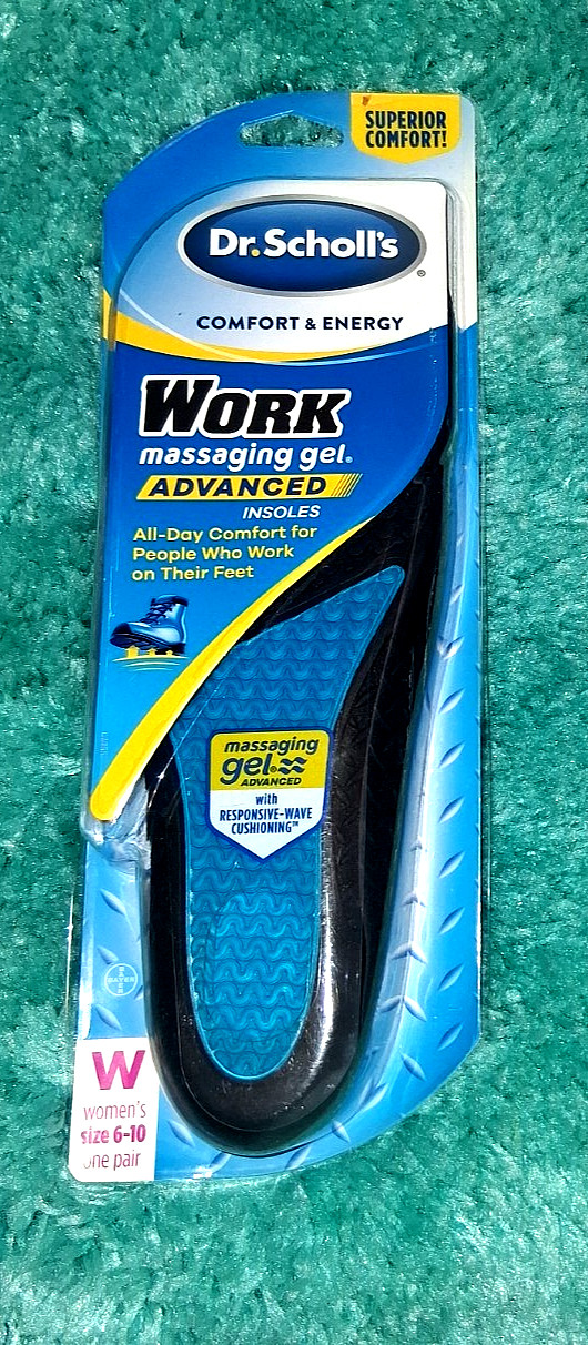 DR SCHOLLS Work MASSAGING GEL Advanced WOMENS Energy Insoles  Size 6 - 10 NWT