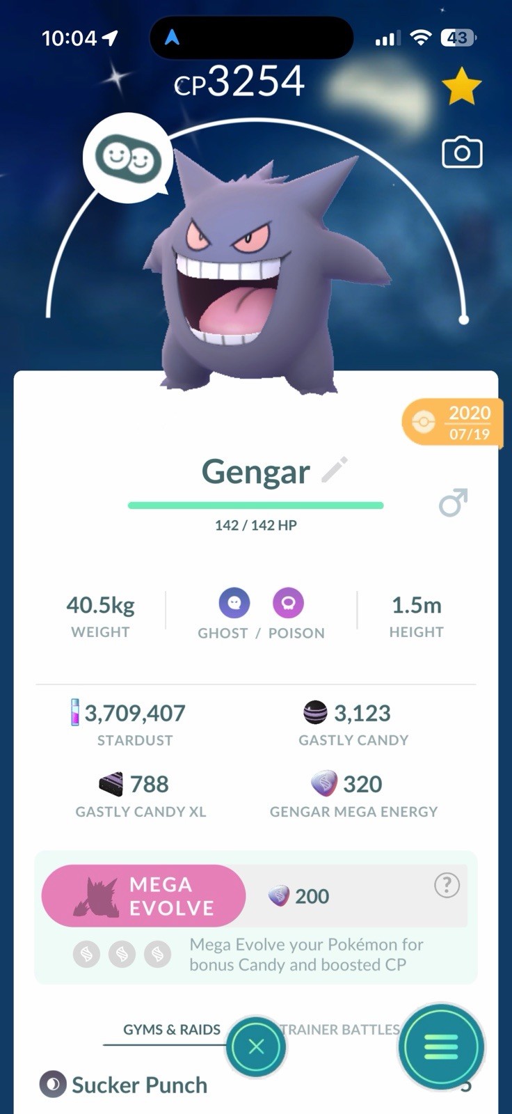Shiny Gengar 2018-2020 LVL 50 & Extra Move Lucky Guaranteed Shiny Gengar 2018-2020 LVL 50 & Extra Move Lucky Guaranteed