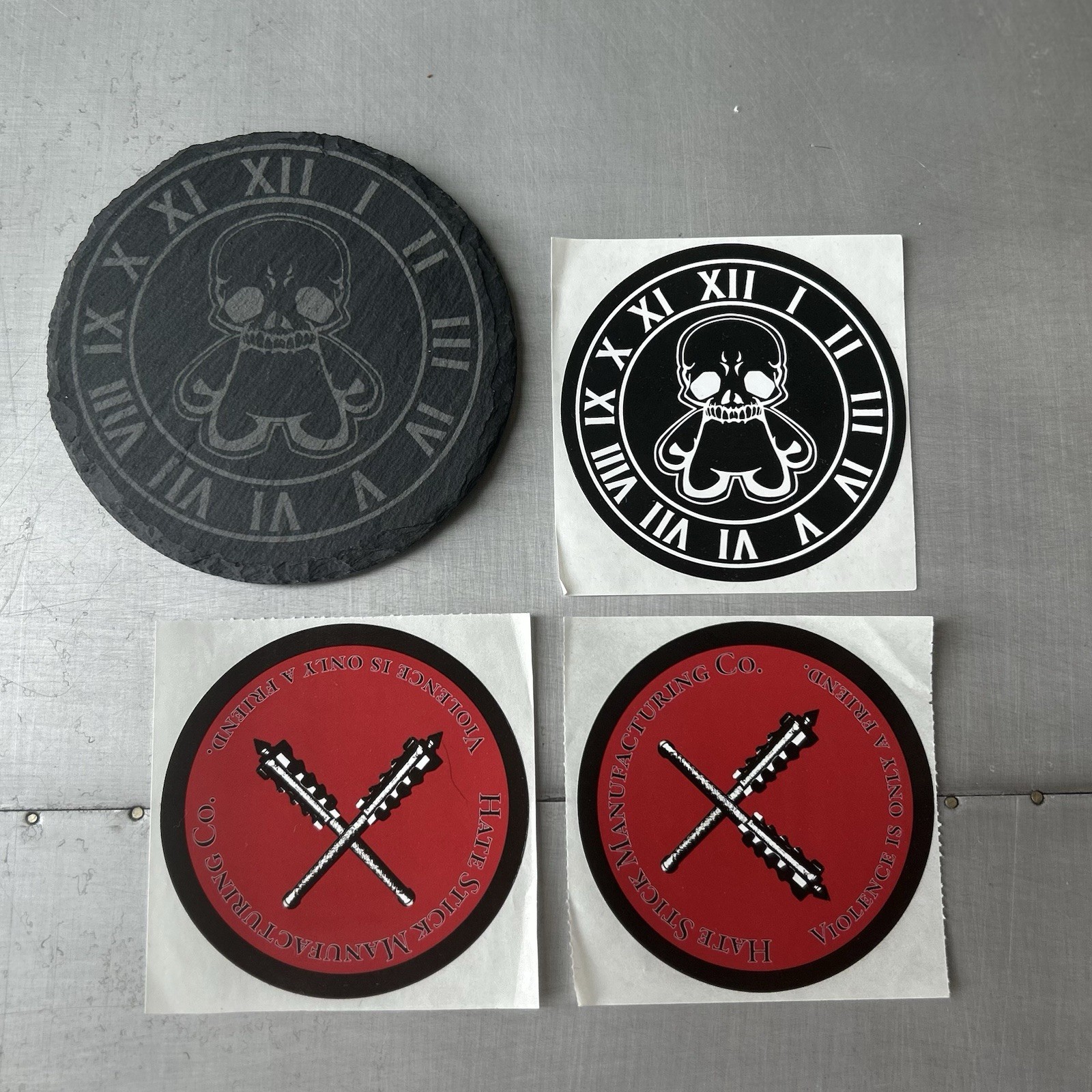 Hate Stick Manufacturing Company HSMC Slate Coaster and Sticker Set EDC Hate Stick Manufacturing Company HSMC Slate Coaster and Sticker Set EDC