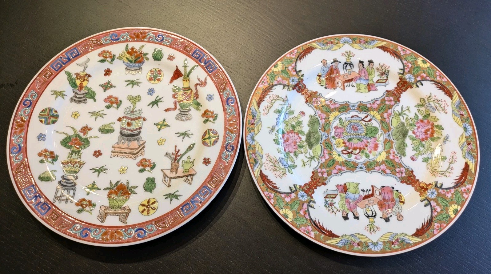 2 Chinese-Style Famille Rose Porcelain Chargers Unmarked Possibly Late 1800/1900