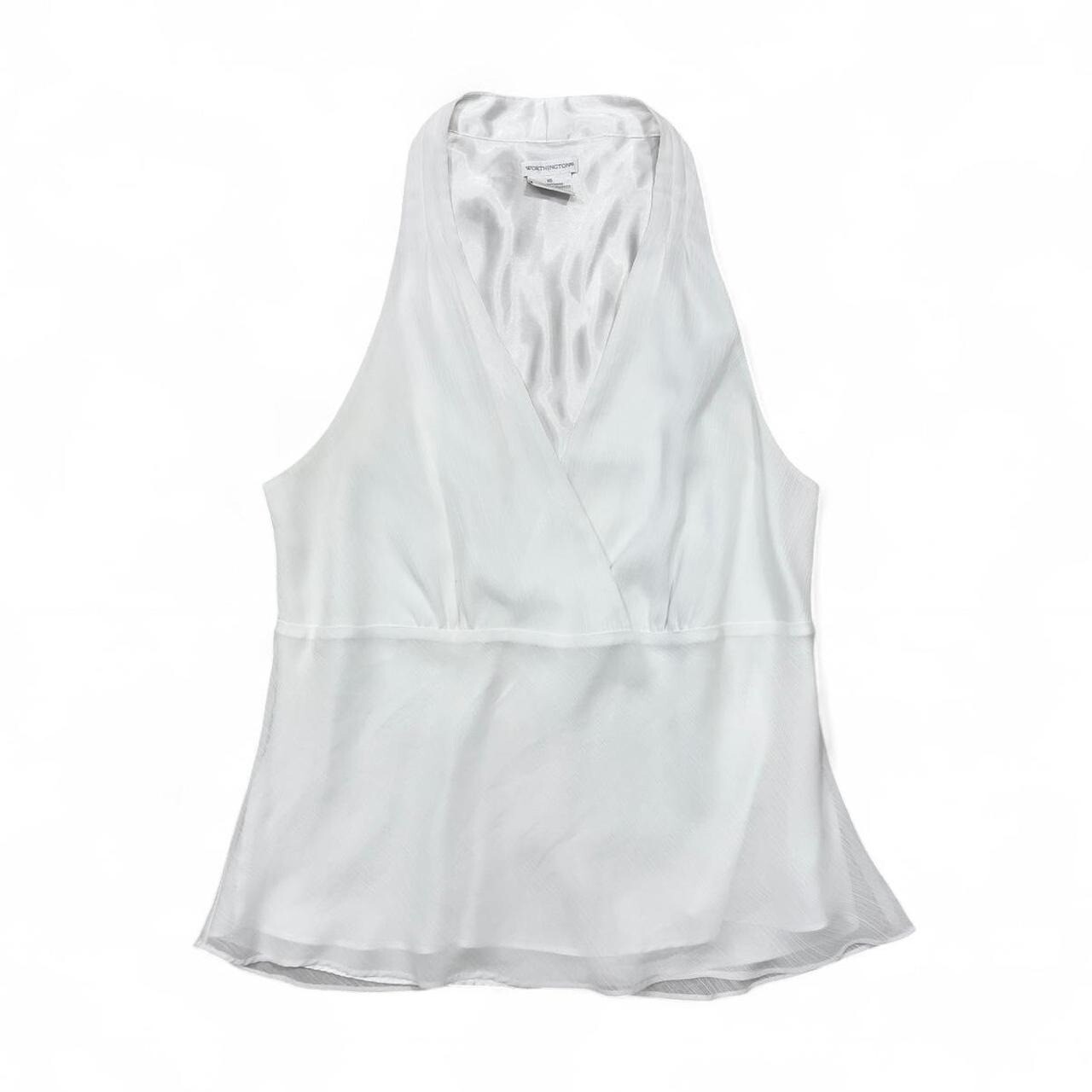 Y2K Worthington White Baby Doll Top Blouse Empire Waist 16 Sheer Festival Romant