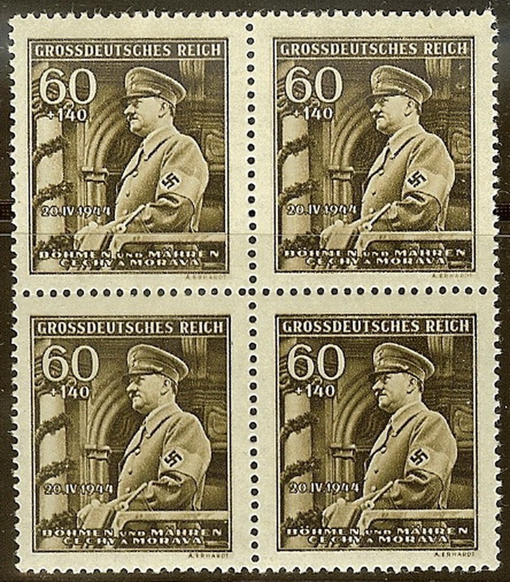 BS Stamp Germany Bohemia B&M Mi 136 Sc B25 Block 1944 WW2 Fascism Hitler Hitler