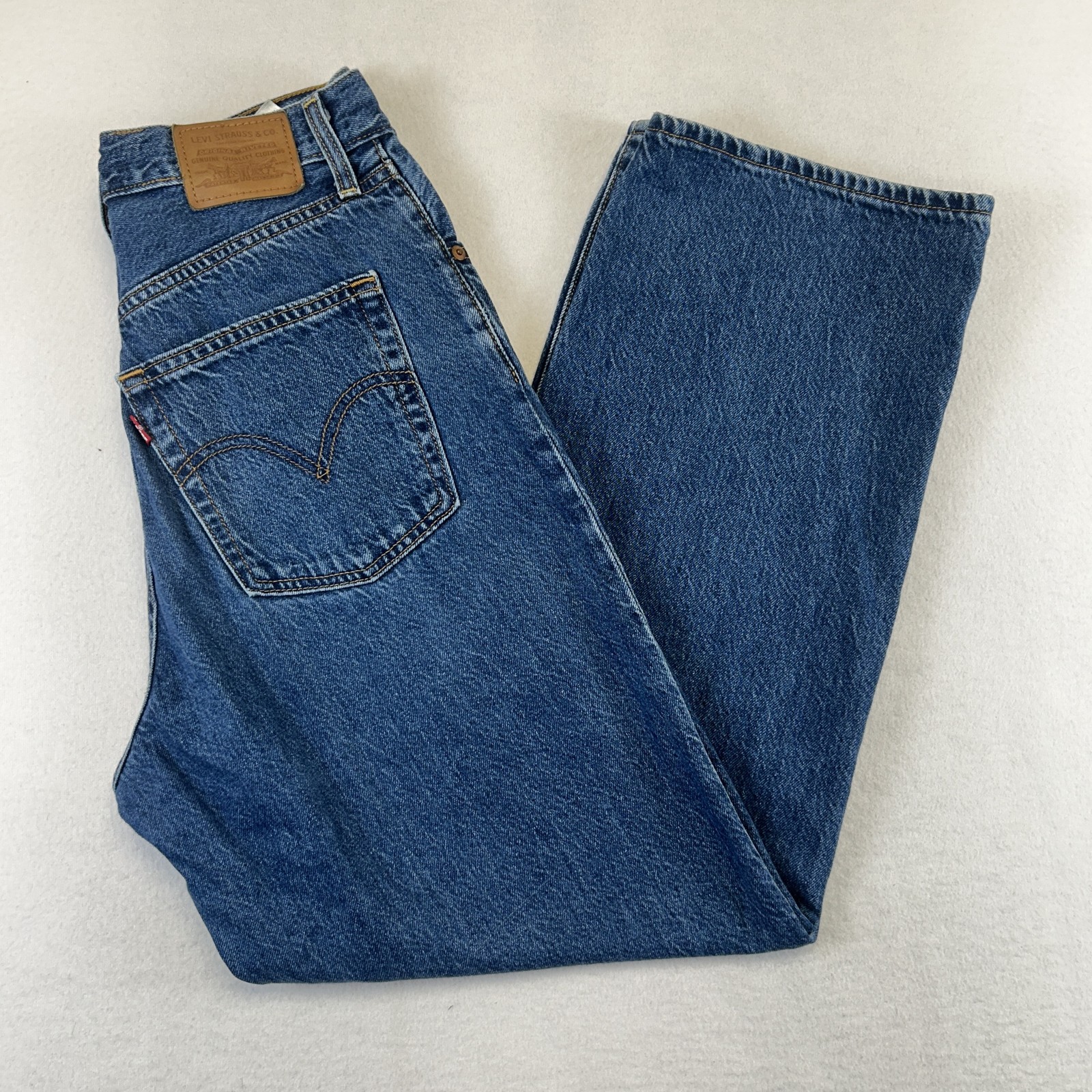 Levi\'s Premium Ribcage Jeans Womens 30x29 Blue High Rise Straight Button Fly