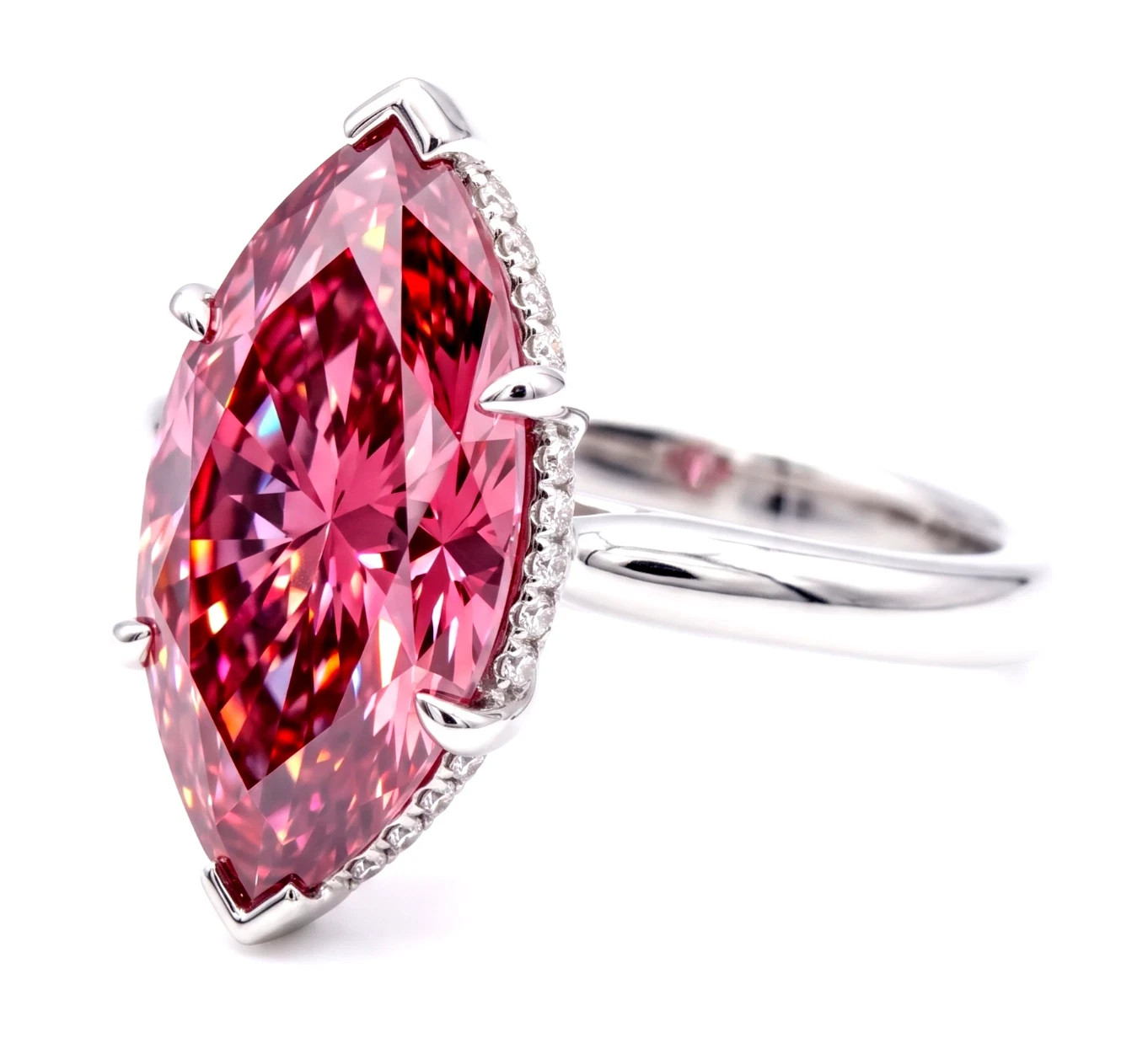 RARE Amazing 8.50Ct Certified Marquise Pink Diamond Solitaire Ring In 925 Silver