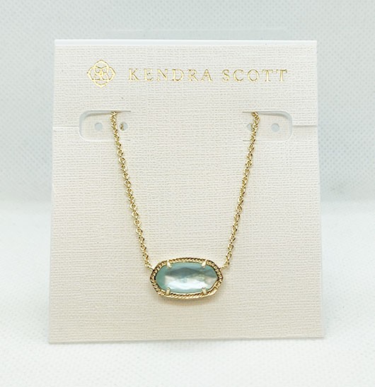 New Kendra Scott Elisa Gold Plated Pendant Necklace In Light Blue Illusion New Kendra Scott Elisa Gold Plated Pendant Necklace In Light Blue Illusion