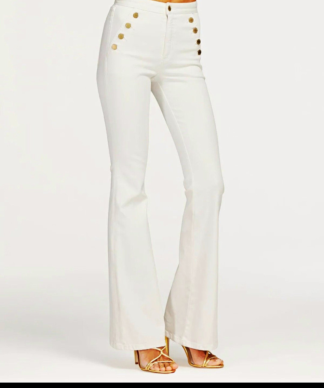 1822 Denim Women’s White High Rise Flared Button-Front Denim Jeans Size 8