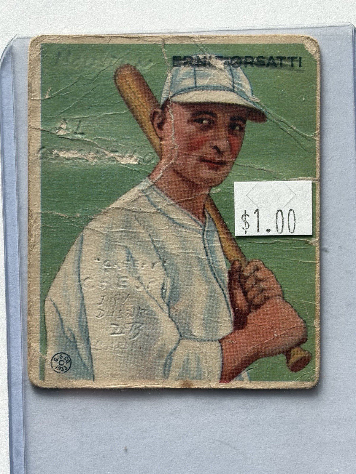 1933 Goudey ERNIE ORSATTI Card #201 ST. LOUIS CARDINALS