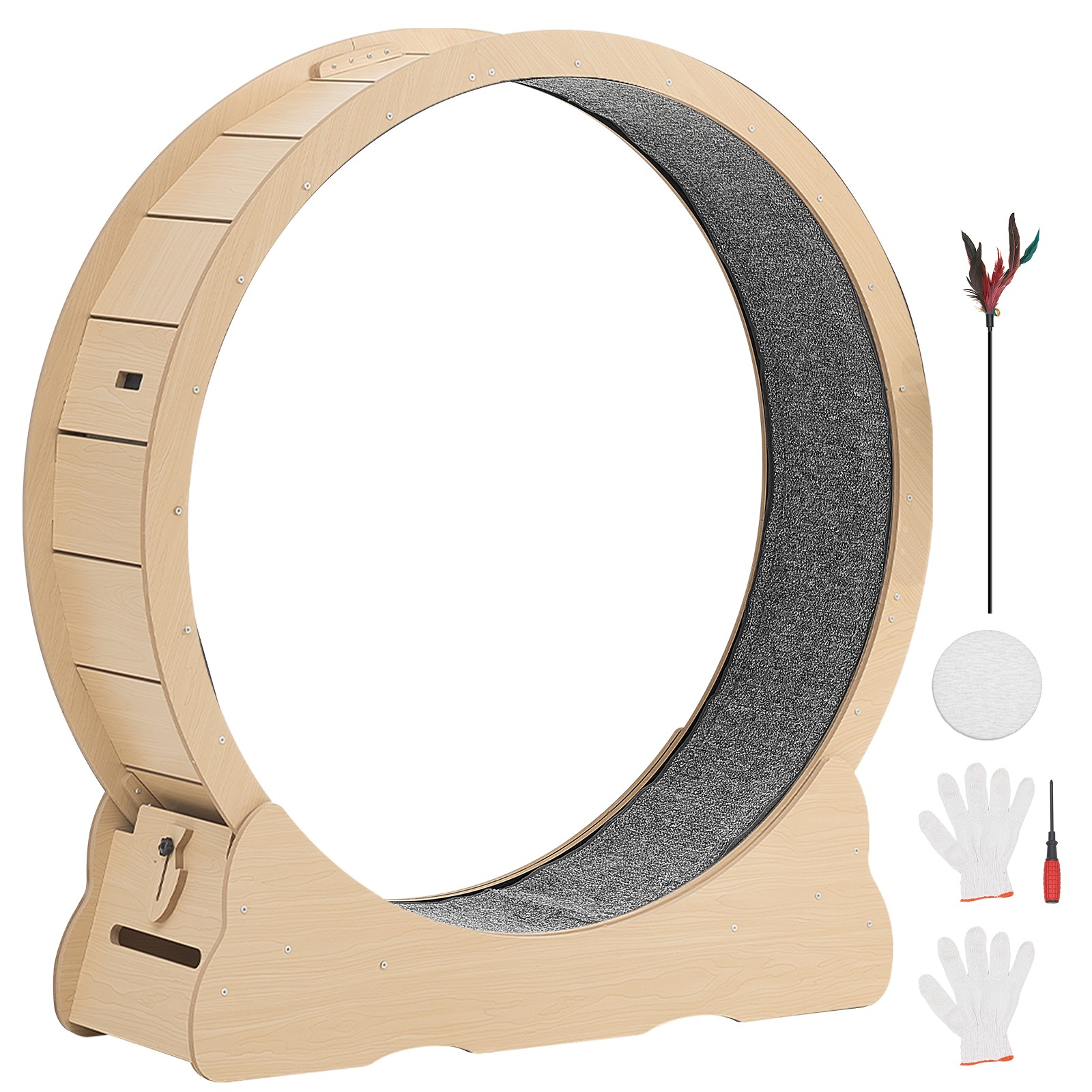 Uimoso 48-inch Wooden Cat Exercise Wheel with Carpeted Track for Indoor Use Uimoso 48-inch Wooden Cat Exercise Wheel with Carpeted Track for Indoor Use